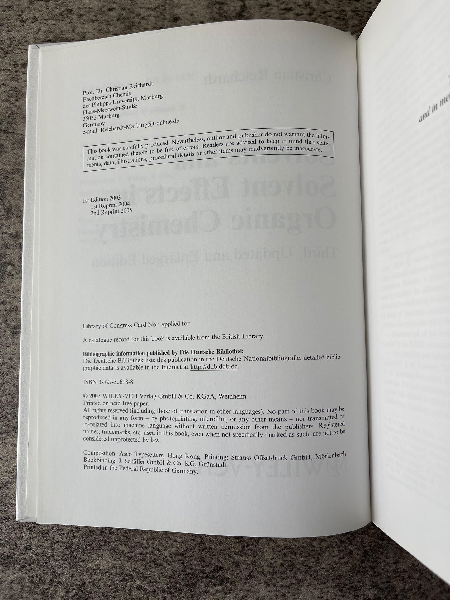 Solvents and Solvent Effects in Organic Chemistry / 2005 - Precious Cache