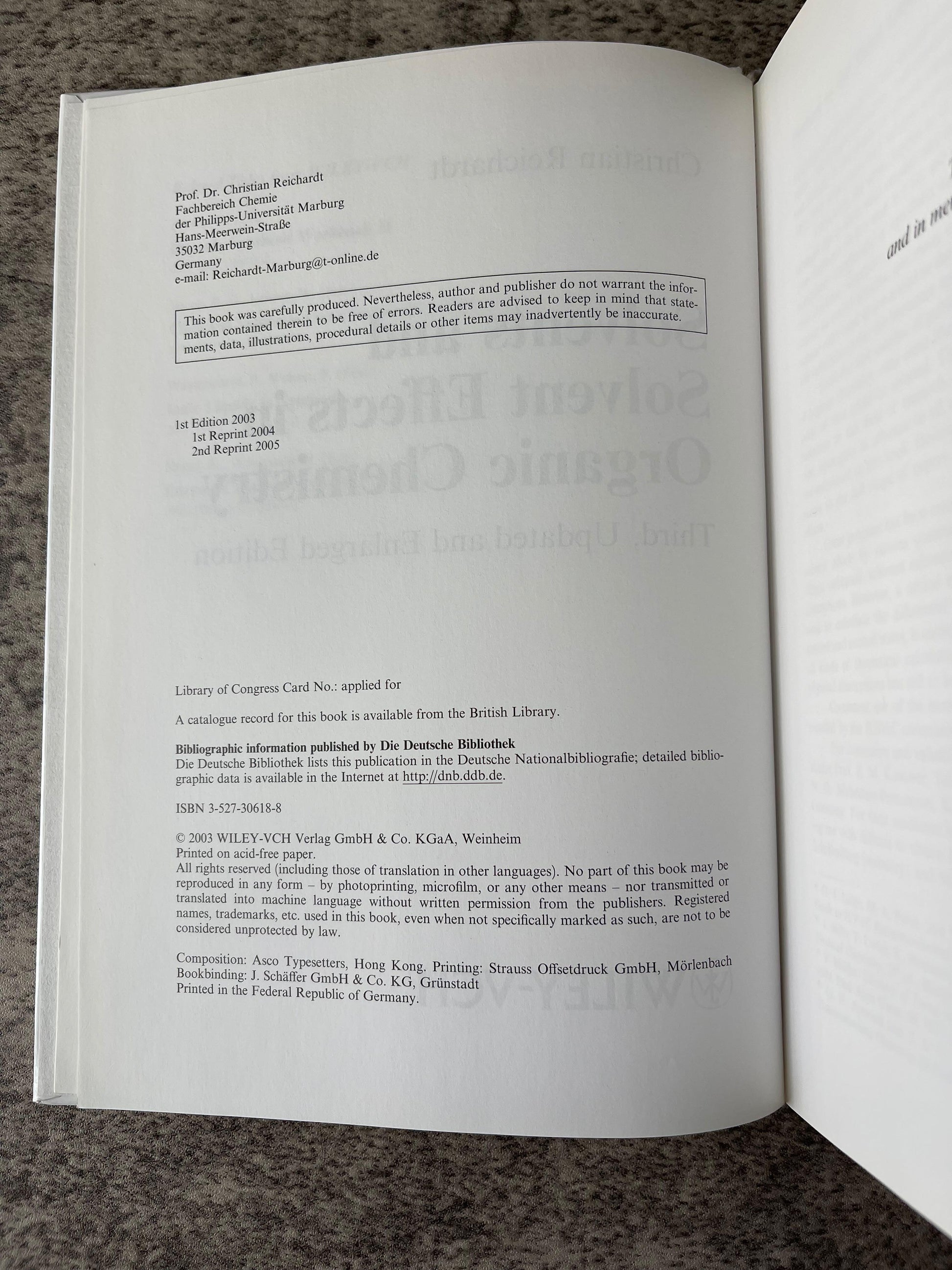 Solvents and Solvent Effects in Organic Chemistry / 2005 - Precious Cache