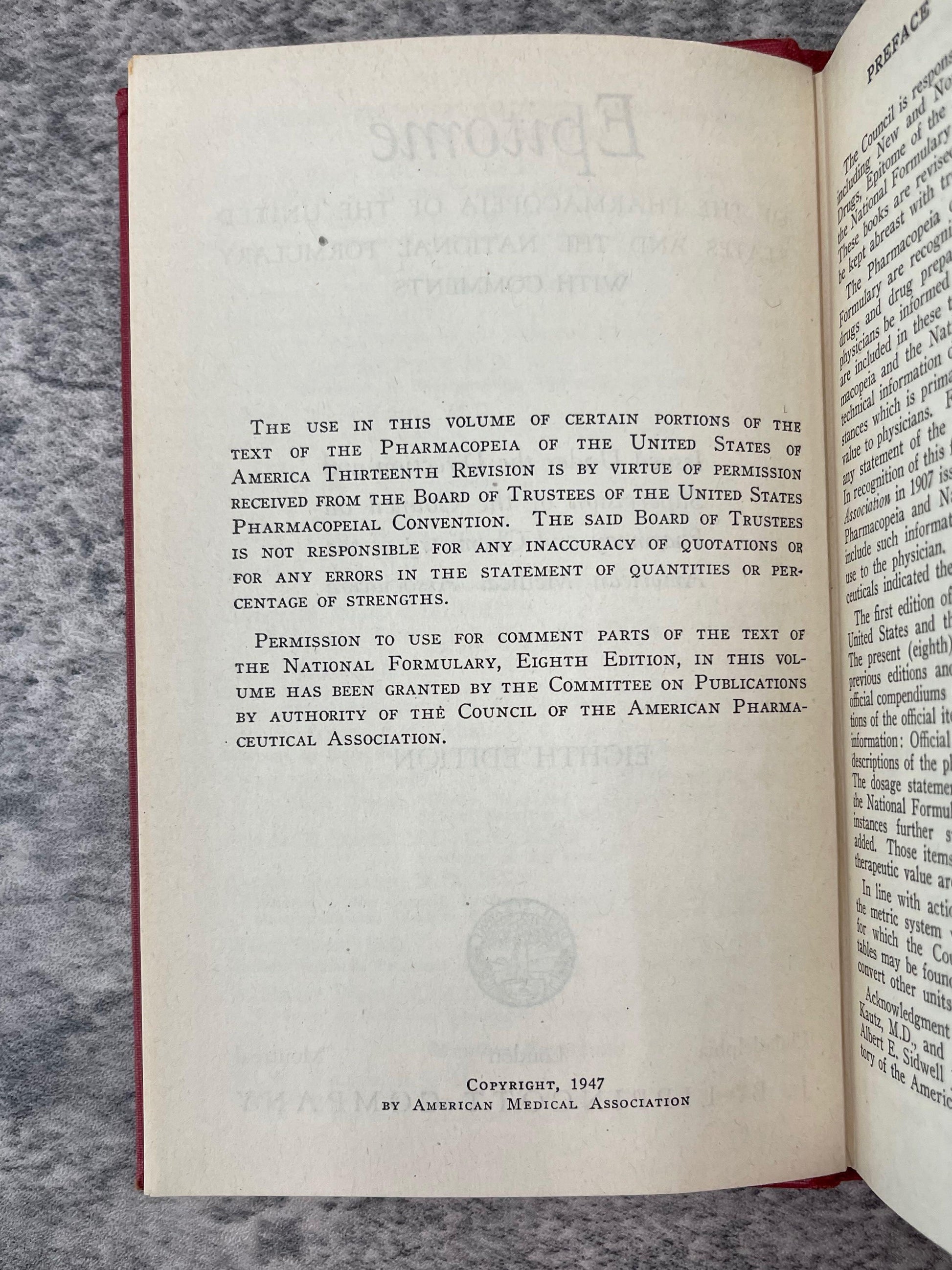 Epitome of The Pharmacopeia and National Formulary / 1947 - Precious Cache
