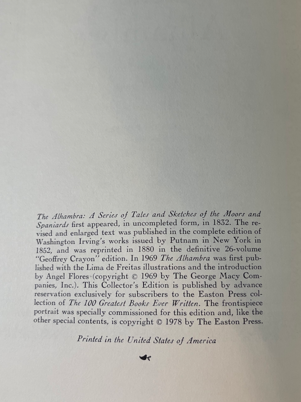 The Alhambra / The Easton Press / 100 Greatest Books / 1978 - Precious Cache