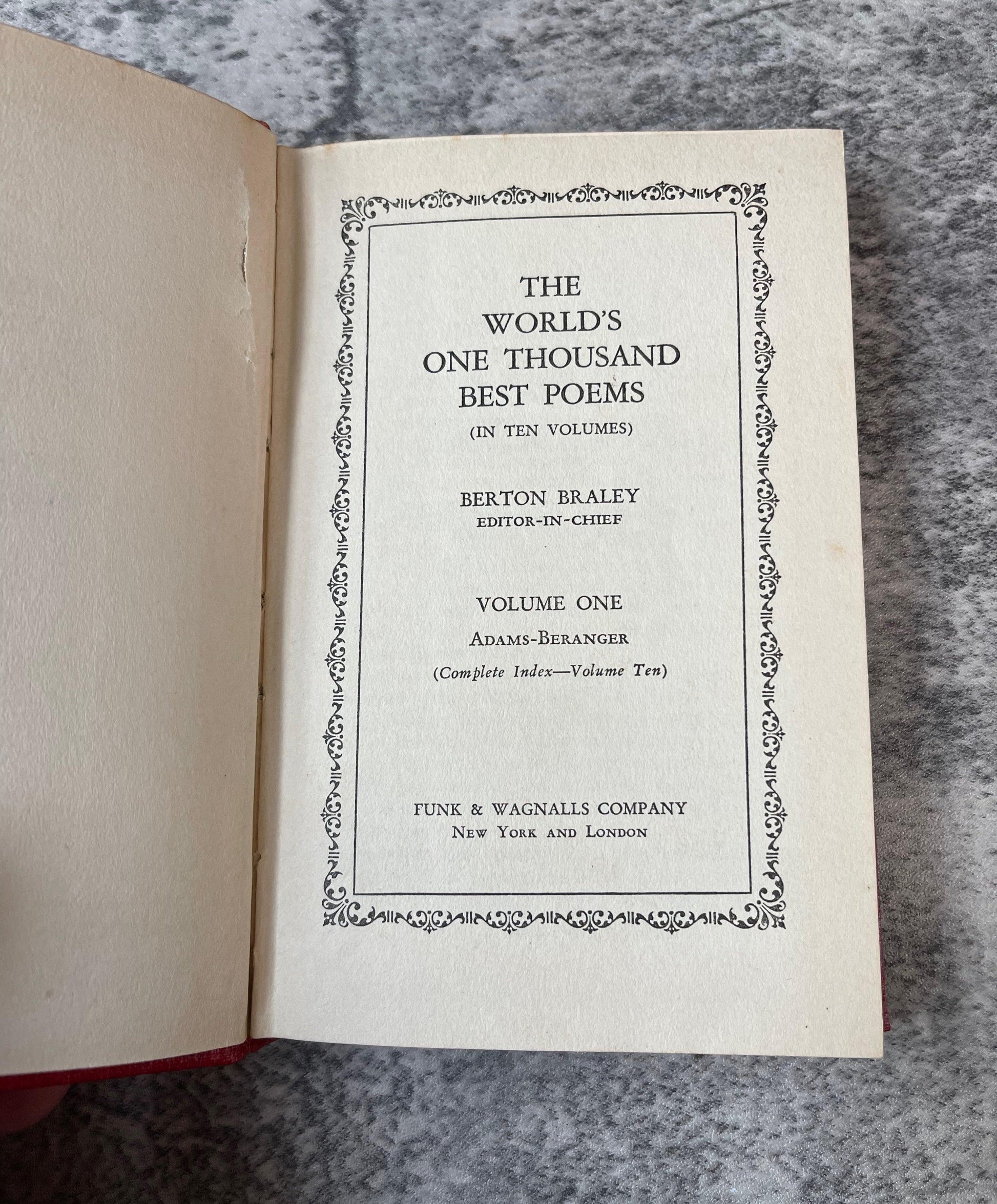 Worlds One Thousand Best Poems Complete / 10 Volume Set / 1929 - Precious Cache