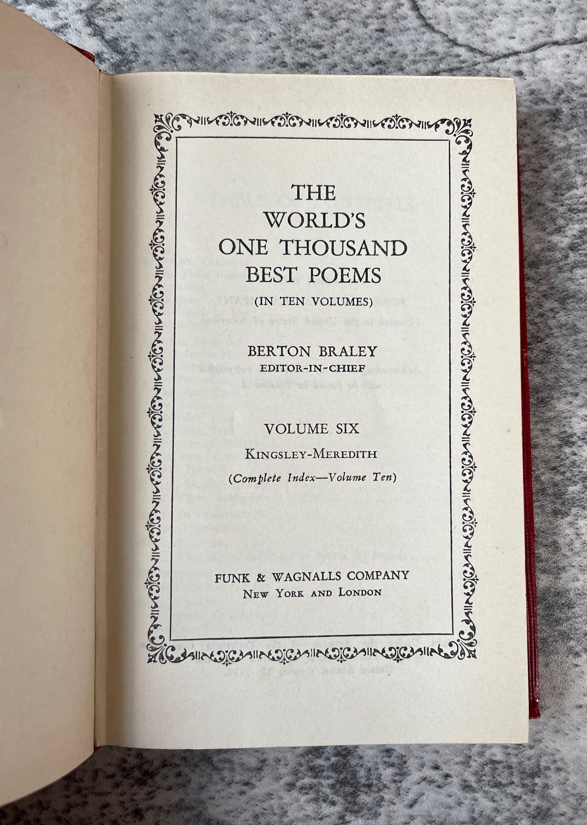 Worlds One Thousand Best Poems Complete / 10 Volume Set / 1929 - Precious Cache