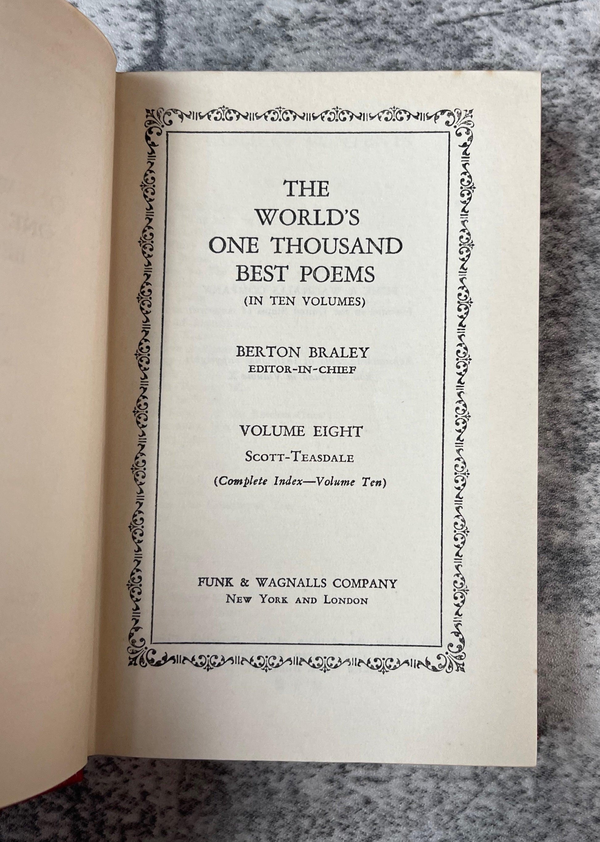 Worlds One Thousand Best Poems Complete / 10 Volume Set / 1929 - Precious Cache