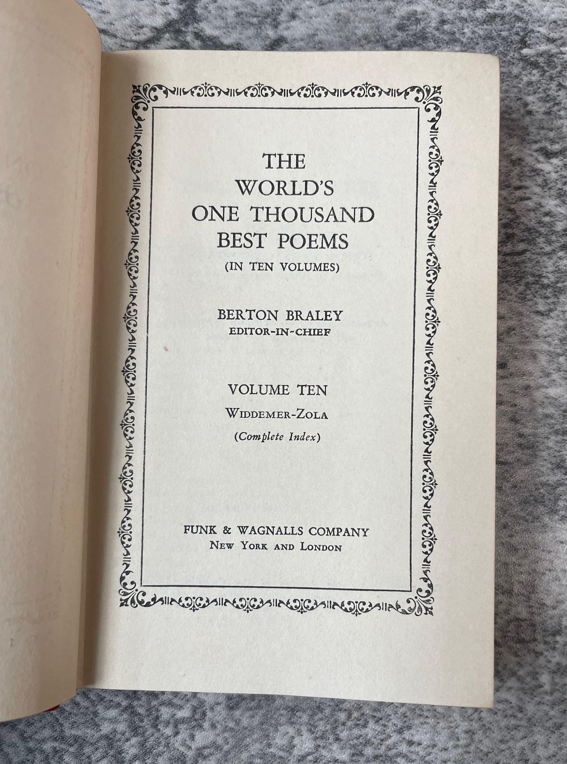 Worlds One Thousand Best Poems Complete / 10 Volume Set / 1929 - Precious Cache