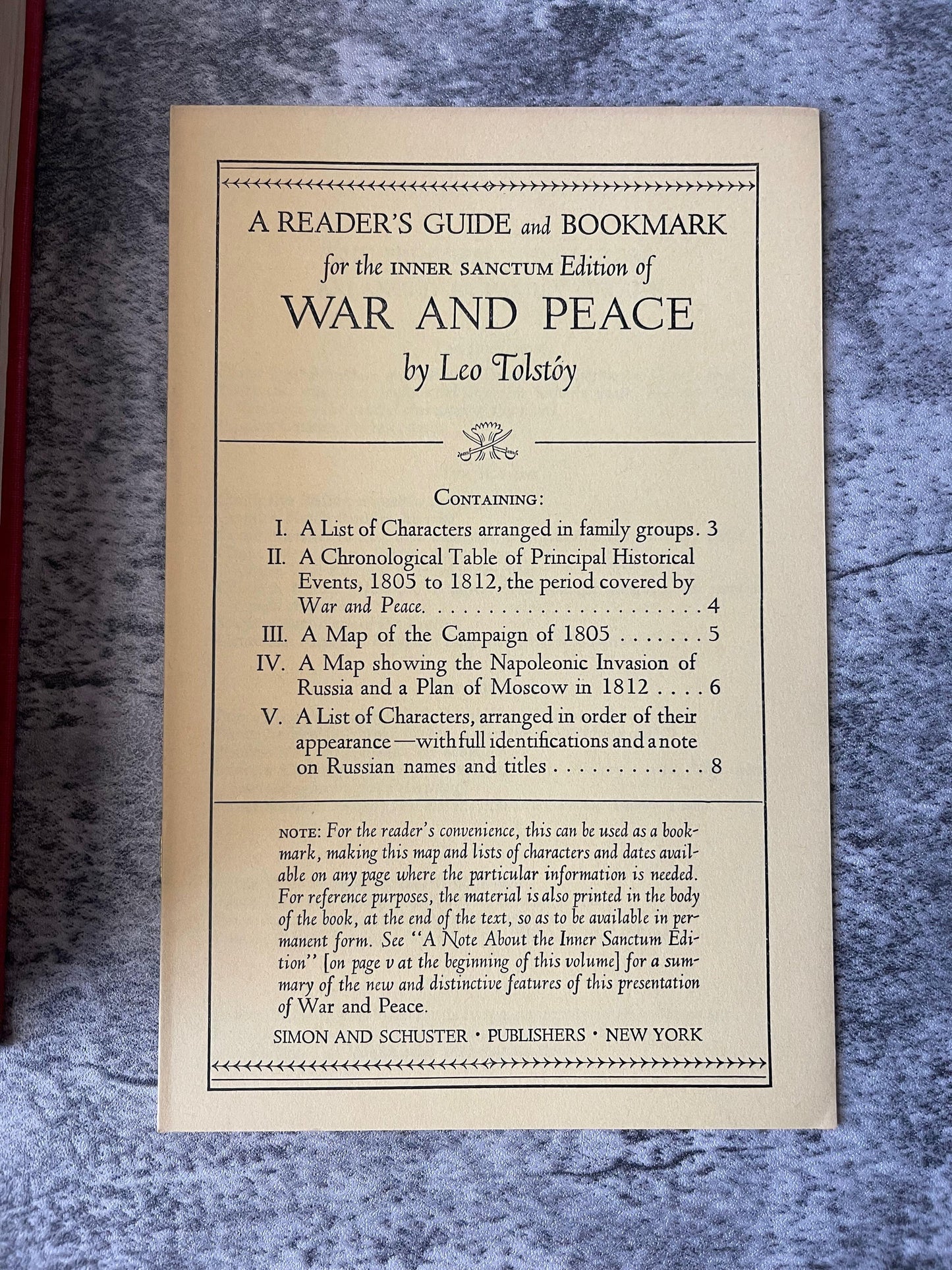 War and Peace / The Inner Sanctum Edition / 1942 - Precious Cache