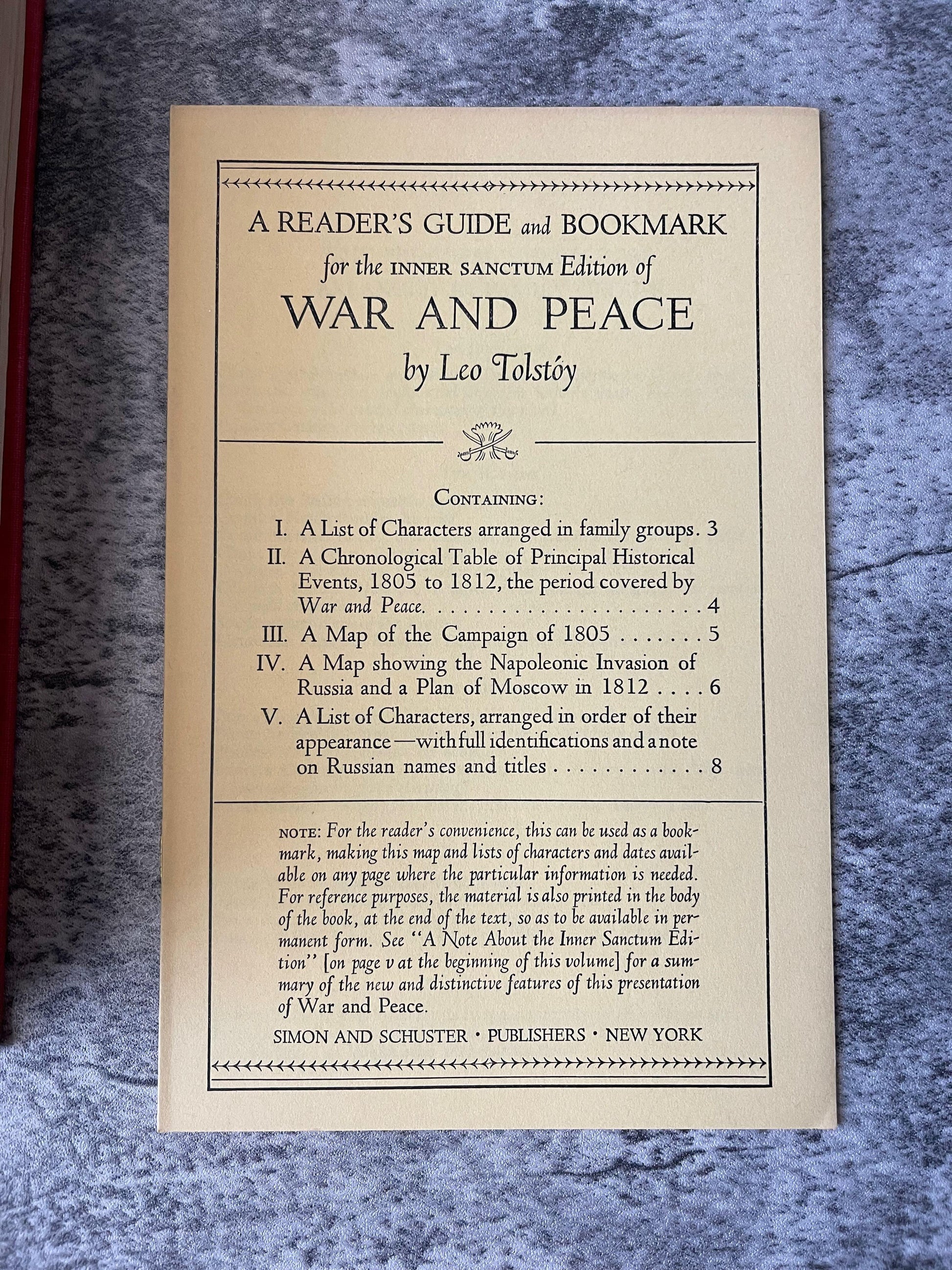War and Peace / The Inner Sanctum Edition / 1942 - Precious Cache