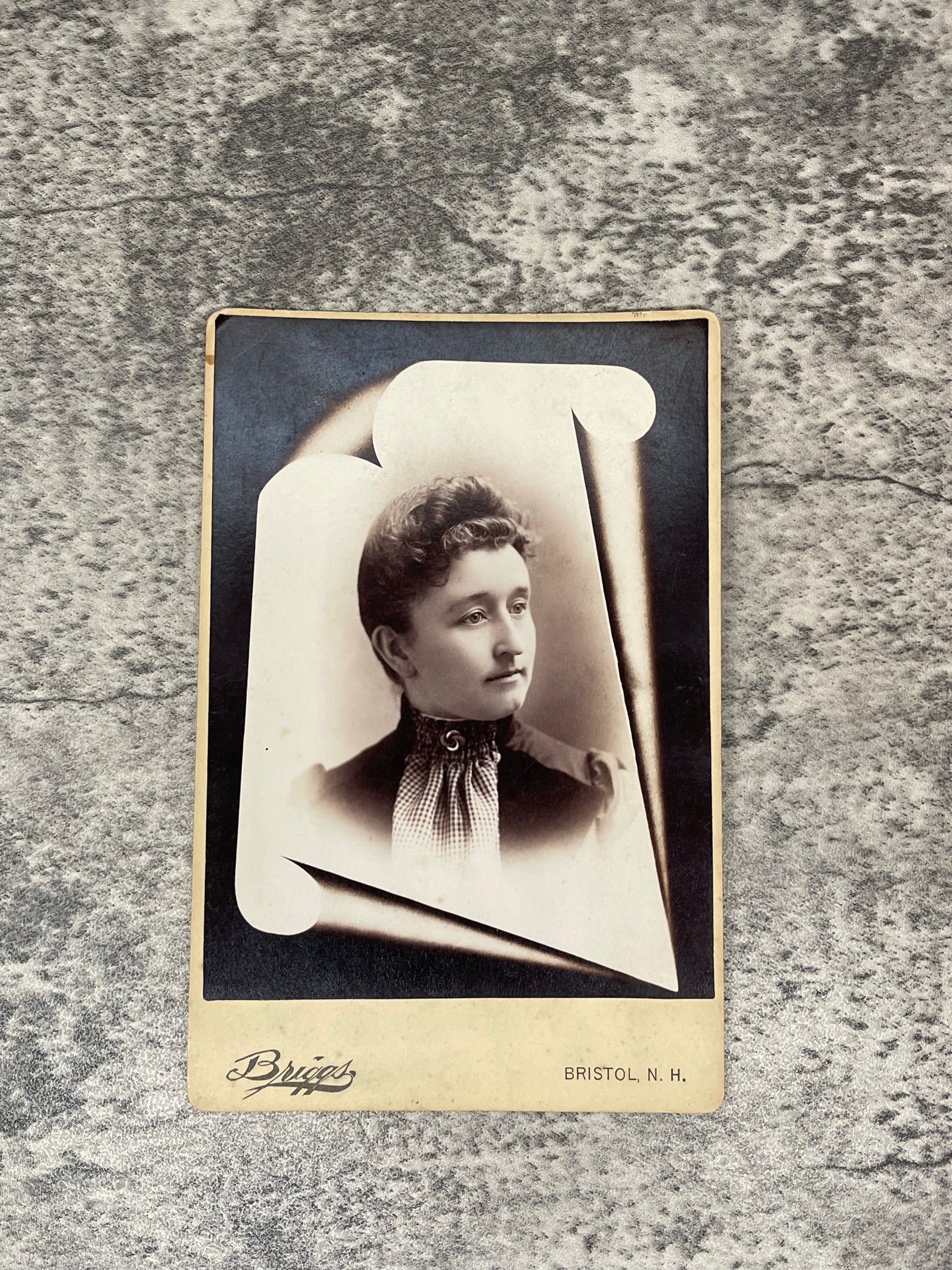 Cabinet Card Photo of a young lady with a dark background - Precious Cache
